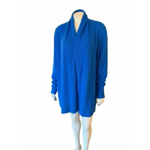 White + Warren Cobalt Blue Cashmere Cardigan Soft Large - Picture 8 of 10